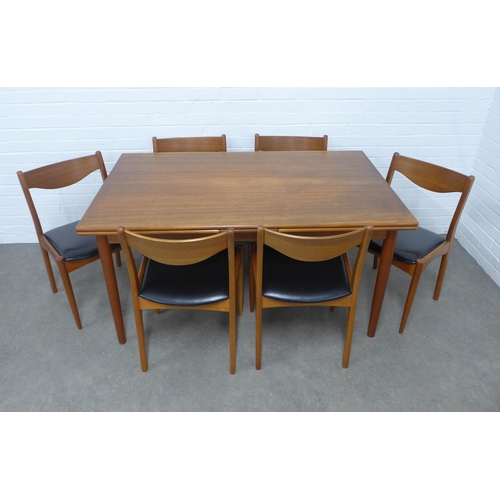 282 - SL Møbler Durup, mid century Danish teak extending dining table and set of six chairs, (extended 265... 