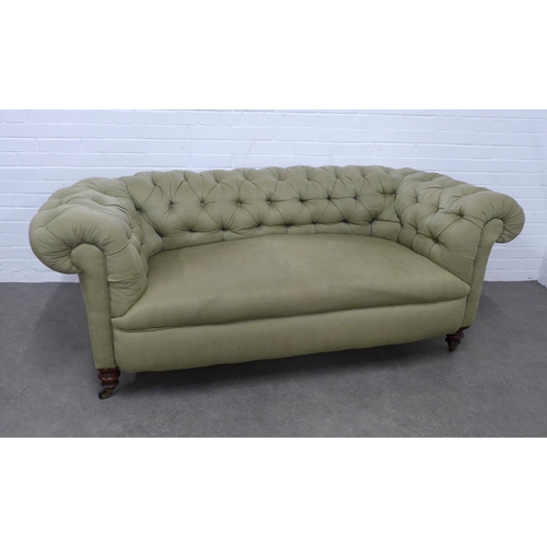 Late Victorian Chesterfield sofa stamped Sopwith 781 to the leg. Thomas Sopwith of Newcastle, 202 x 70 x 100cm.