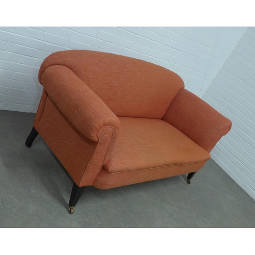 284 - Edwardian drop end sofa, upholstered in an orange linen mix fabric,  177 x 86cm.