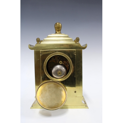 304 - Late 19th century gilt bronze and brass Japonisme mantel clock, likely French, striking on a bell, w... 