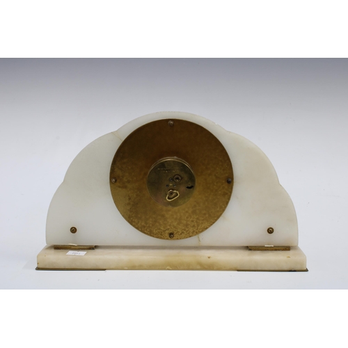 305 - An Art Deco alabaster mantle clock, the dial signed Smiths Tempora, with brass Roman numerals, eight... 