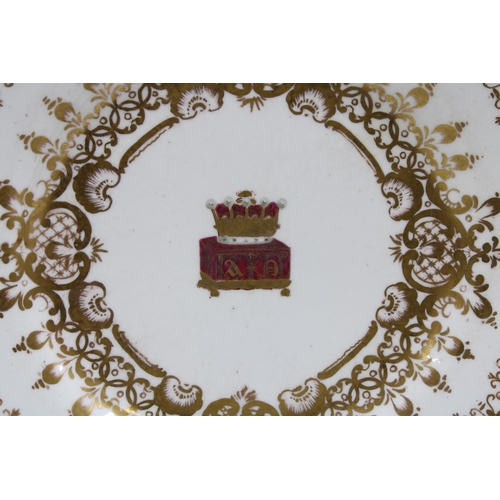 320 - Two Spode felspar porcelain plates, with gilt borders and central coronet motif, 25cm (2)