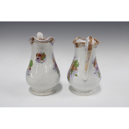 327 - Two Scottish transfer printed jugs, Victor Pottery Pollokshaws, 23cm