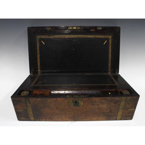 344 - 19th century mahogany and brass mounted writing slope, 50 x 26 x 18cm