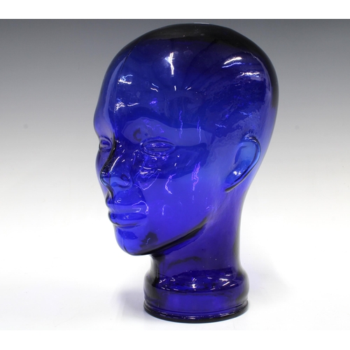 347 - Cobalt blue glass head, 28cm