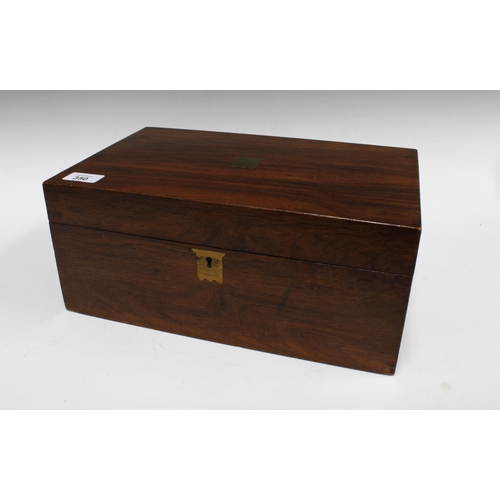 350 - Mahogany box containing a variety of costume jewellery, etc