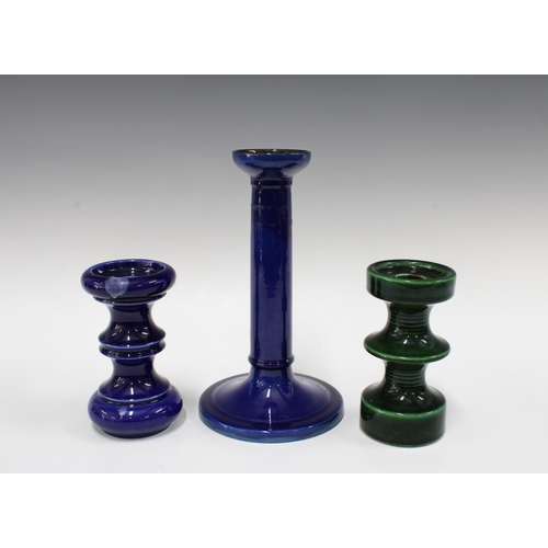 390 - Three 1970's style pottery candlesticks, tallest 25cm (3)