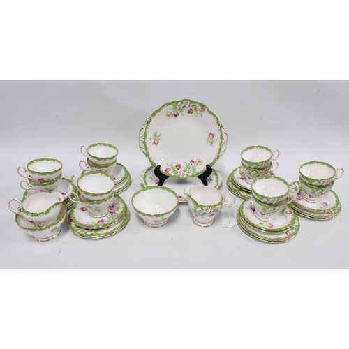 414 - Queen Anne Narcissus bone china tea set (42)