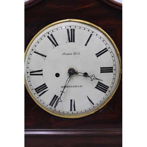 415 - 19th century mahogany pagoda top bracket clock, the dial signed James Hill , 33 x 51cm