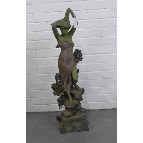 427 - A large French spelter sculpture ‘L’Aube, 91cm high.