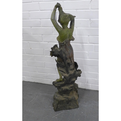 427 - A large French spelter sculpture ‘L’Aube, 91cm high.