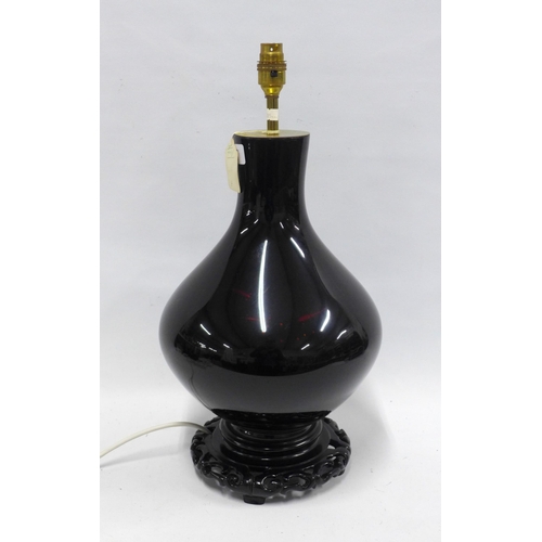 431 - Chinese lacquered carp table lamp, 27 x 50cm.