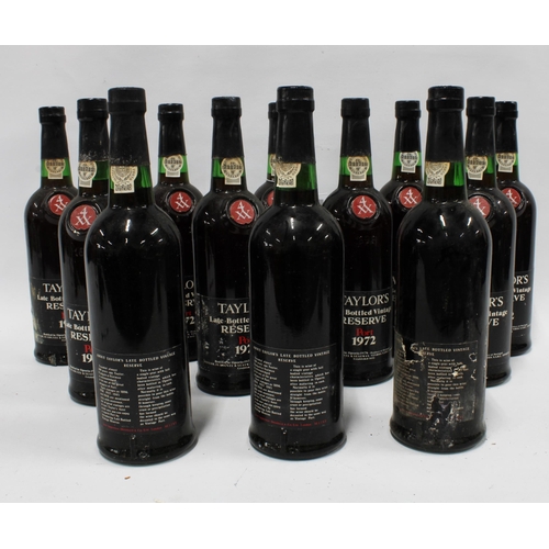 457 - PORT - 12 bottles of Taylor's 4XX late bottled vintage reserve port, bottled in Oporto 1972, (12) ce... 