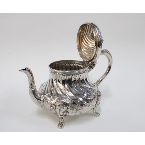 67 - Scottish silver teapot by George Edwards & Son, Edinburgh 1891, the handle with bone insulators