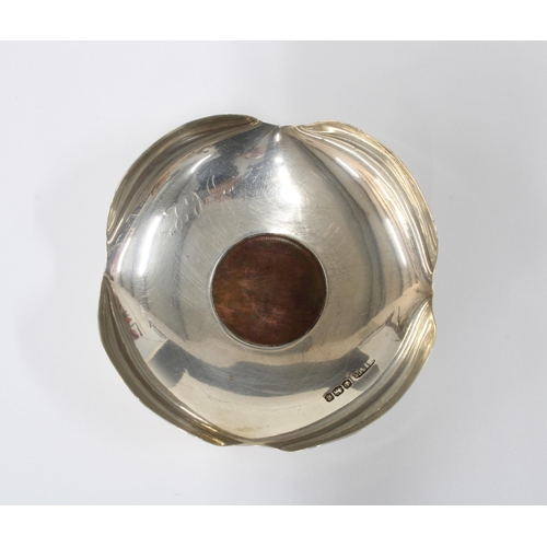 88 - George V silver dish with a Georgian bronze coin insert, Sheffield 1924, 10cm