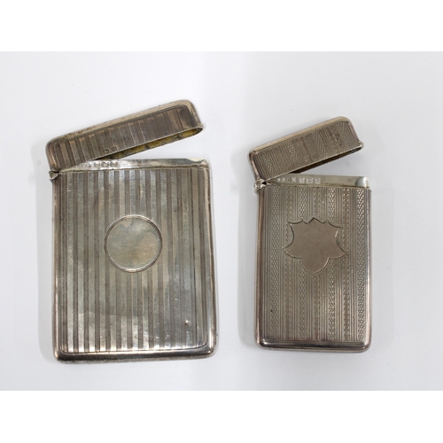 91 - George V silver card case Birmingham 1911,  10cm, together with an Edwardian silver card case, Birmi... 