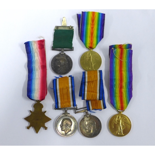 98 - WWI medal group for 9904 PTE A.W. STEVENS with bronze Death Penny, together with a Volunteer Force L... 