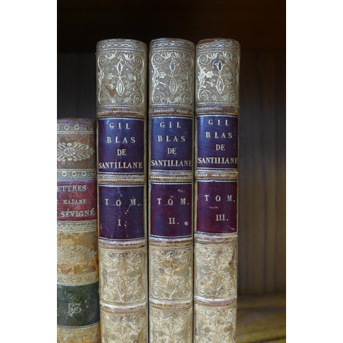 461 - Shelf of French books, including Lettres de Madame de Sevigne, volumes 2 - 13, missing 1 and 11, and... 