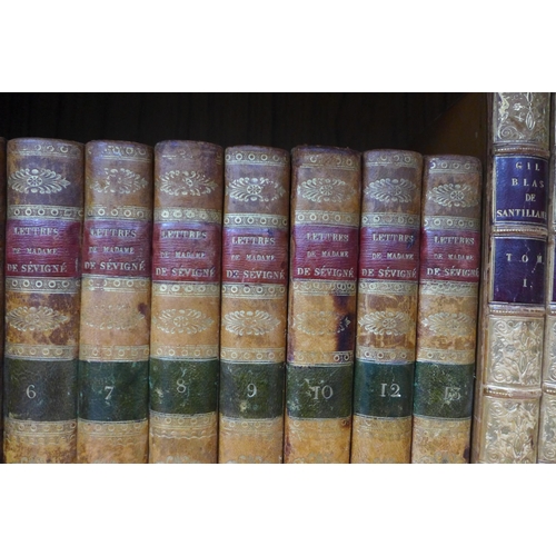 461 - Shelf of French books, including Lettres de Madame de Sevigne, volumes 2 - 13, missing 1 and 11, and... 