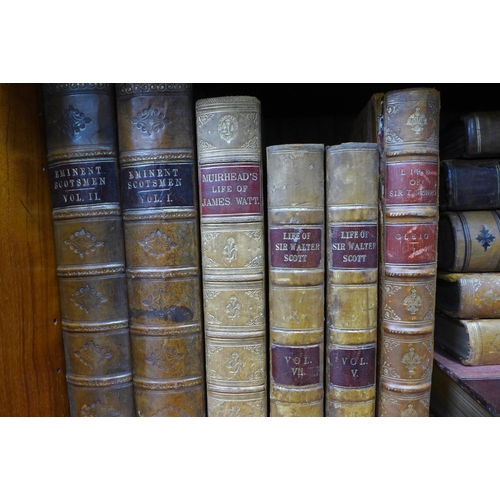 462 - Shelf of biographies and letters, including Holmes' Queen Victoria, Eminent Scotsmen 1 and 2, Muirhe... 