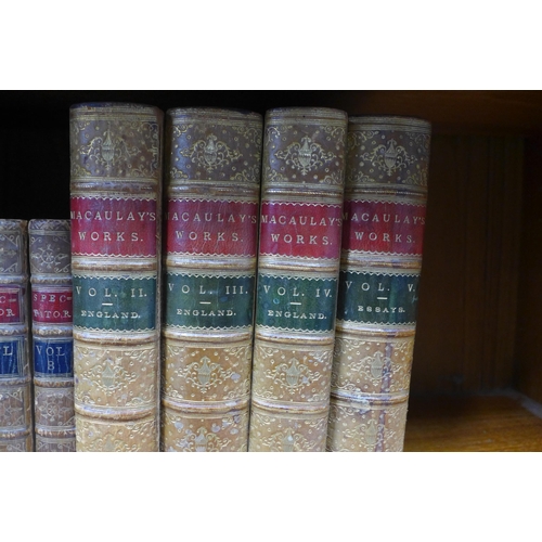 463 - Spectator volumes 2 - 8, together with Macaulay's Works 2 -5, tallest 23cm