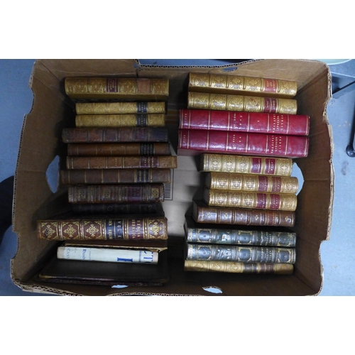 465 - Box of various leather bound books, tallest 25cm