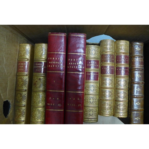 465 - Box of various leather bound books, tallest 25cm