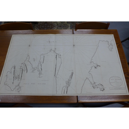 466 - Map of the north part of Sky Island, 133 x 75cm, together with a map of the North Coast of the Isle ... 