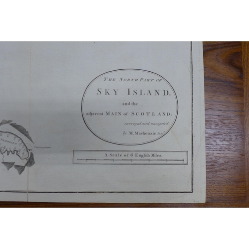 466 - Map of the north part of Sky Island, 133 x 75cm, together with a map of the North Coast of the Isle ... 