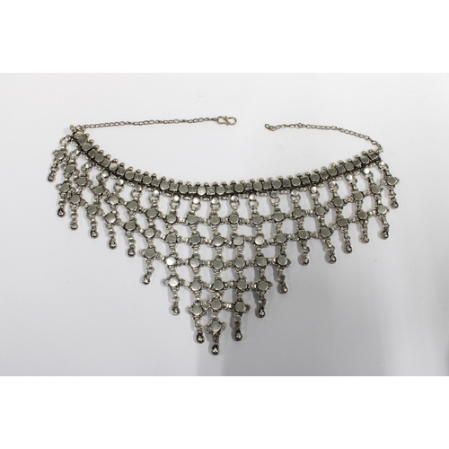 120B - Moroccan white metal necklace, unmarked