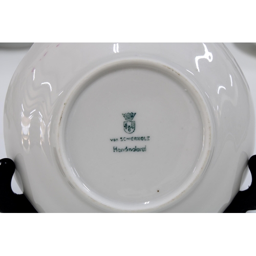 133 - Van Schierholz continental porcelain teaset, one cup and saucer a/f, coffee pot 18cm (15)