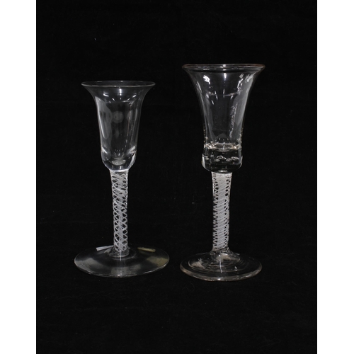 168 - Two Georgian opaque twist stem wine glasses, taller 16.5cm (2)