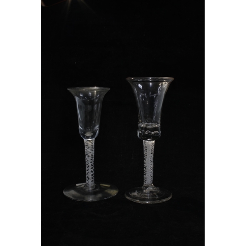 168 - Two Georgian opaque twist stem wine glasses, taller 16.5cm (2)