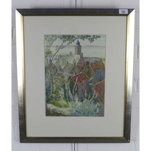 183 - ELIZABETH G. MOLYNEAUX, R.S.W (1887-1969), CULROSS ROOFS, signed watercolour, framed under glass and... 