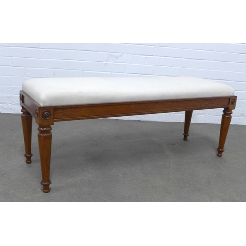 231 - Mahogany window seat / double stool with  upholstered top 114 x 42 x 38cm.