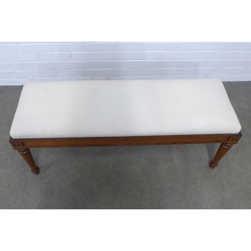 231 - Mahogany window seat / double stool with  upholstered top 114 x 42 x 38cm.