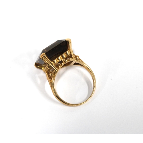 26 - 9ct gold smoky quartz dress ring, London 1963, size N