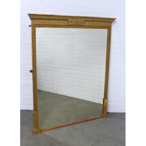 273 - A large Adam's style giltwood framed overmantle mirror, 116 x 140cm.