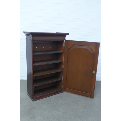 274 - 19th century mahogany cabinet/cupboard opening to reveal a shelved interior, 74 x 120 x 34cm.