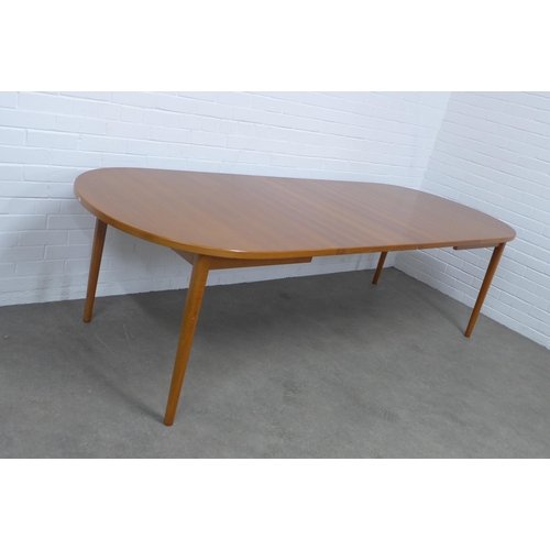 278 - Swedish teak dining table and two leafs, Nils Jonsson, Troeds, 265 x 73 x 100cm, (closed 155 x 73 x ... 