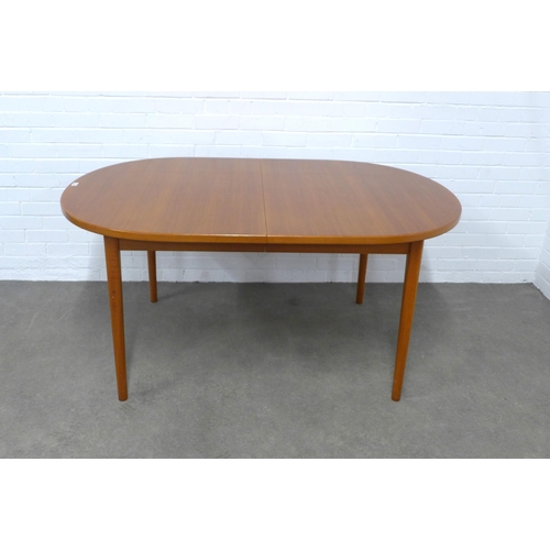 278 - Swedish teak dining table and two leafs, Nils Jonsson, Troeds, 265 x 73 x 100cm, (closed 155 x 73 x ... 