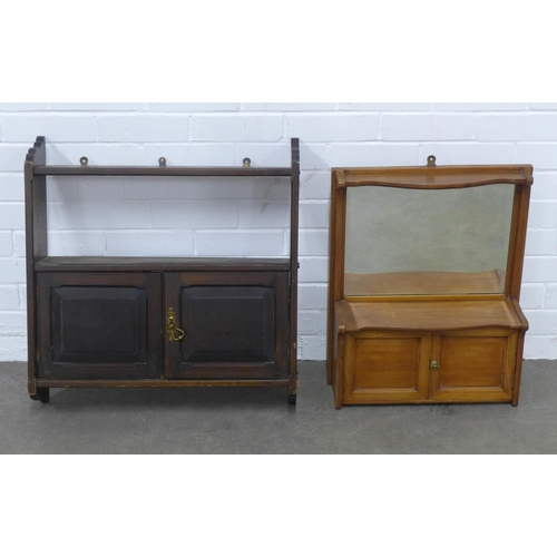 280 - Two wall shelves with cupboards, 64 x 66cm. (2)