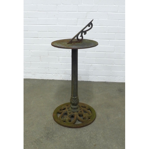 283 - Cast metal garden sundial, 36 x 80cm. (weather worn)