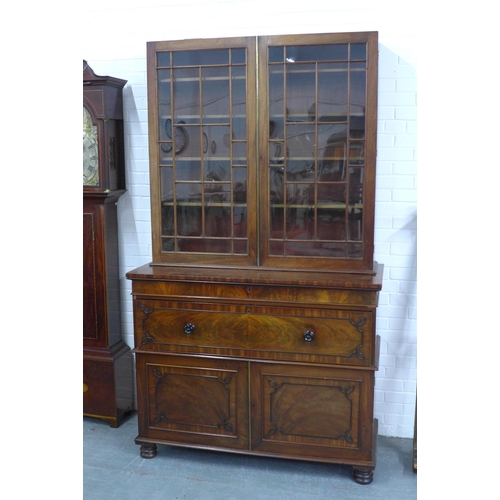 290 - Mahogany glazed bookcase cabinet, 134 x 231 x 58 (excluding the cornice which is included with this,... 