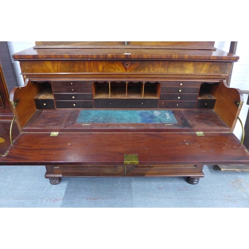 290 - Mahogany glazed bookcase cabinet, 134 x 231 x 58 (excluding the cornice which is included with this,... 