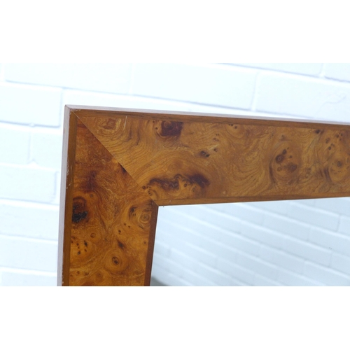 298 - Burr walnut framed wall mirror, 110 x 110cm.