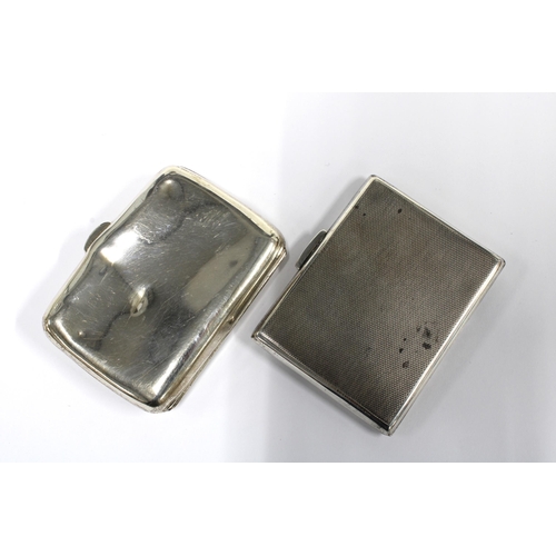 34 - An Edwardian silver cigarette case, Birmingham 1910 and a George VI silver cigarette case, Birmingha... 