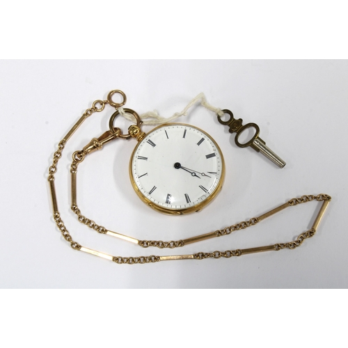 4 - 9ct gold watch chain, stamped 375, together with a fob watch by Muller in an unmarked yellow metal c... 