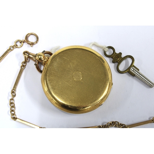 4 - 9ct gold watch chain, stamped 375, together with a fob watch by Muller in an unmarked yellow metal c... 