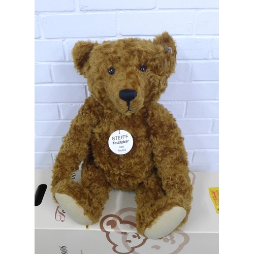 446 - Steiff teddy bear, 1906 replica, 70cm tall with original box and certificate